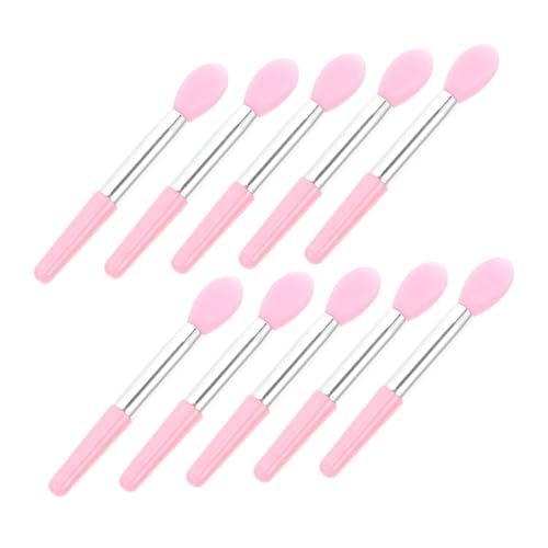 TOGEVAL 10 Stück Teiliges Silikon Lippenpinsel für Damen Präzise Lippenstift und Lidschatten Applikation Leichte Kompakte Make Up Pinsel für Unterwegs und Geschenkidee von TOGEVAL