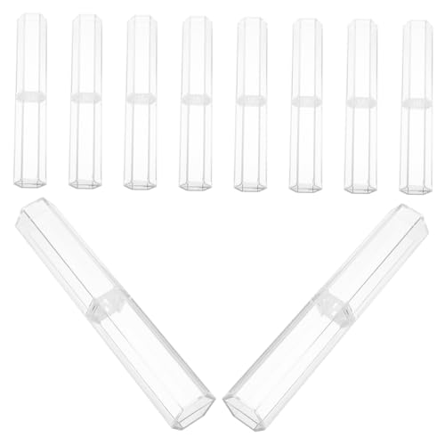 TOGEVAL 10 Stück Teiliges Transparentes Stiftebox Runde Kunststoff Federbeutel für Verschiedene Stifte Leicht und Tragbar für Schule und Büro mit Elegantem Design für Optimale von TOGEVAL