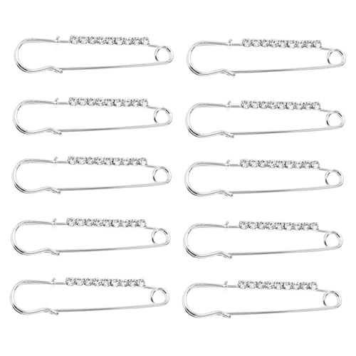 TOGEVAL 10 Stück Teiliges Weiße Strass broschen Modische Anstecknadeln für Kleidung Eleganter Schmuck für Pullover und Kleider Vielseitiges Accessoire für Party und Alltag von TOGEVAL