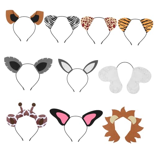 TOGEVAL 10stücke Tierohren Haarreifen Party Kopfschmuck Kreativer Kostüm Schmuck Stirnbänder Für Karneval Und Feste Langlebiges Material Passend Für Kopfgröße von TOGEVAL