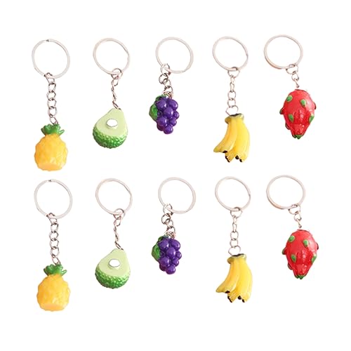 TOGEVAL 10stücke Teiliges Frucht Schlüsselanhänger Kreative Schlüsseldekoration Für Mädchen Und Frauen Bunte Designs Langlebig Und Stilvoll Für Taschen Und Rucksäcke von TOGEVAL