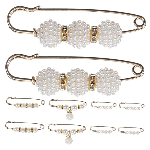 TOGEVAL 10Stücke Sicherheitsnadeln zur Anpassung von Hosen Kleidern Oberteilen Broschen für Damen Fixieren Hosenbunds Dekoration für Freizeit Festliche Anlässe von TOGEVAL