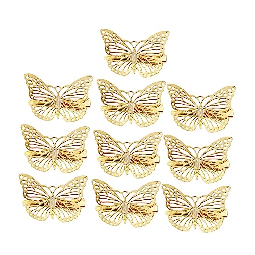 TOGEVAL 10 Stück Gold Legierte Schmetterling Haarklammern Hohl Kopfschmuck Zarte Haarspangen Für Mädchen Für Hochzeiten Partys Und Festivals von TOGEVAL