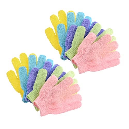 TOGEVAL 10paare Exfolierende Duschhandschuhe Für Körperpflege Doppelseitige Massagehandschuhe Zum Sanften Peeling Verschiedenen Farben Für Männer Und Frauen Für Glatte Haut Und von TOGEVAL