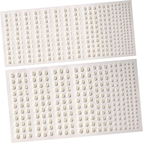 TOGEVAL 12 Blatt Selbstklebende Perlen Aufkleber für Gesichtsmakeup Nagelkunst und Handy Dekoration Hochwertige Halbperlen für Kreative Make Up Ideen Weiße Perlen von TOGEVAL