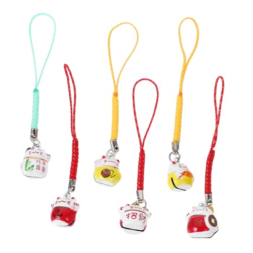TOGEVAL 12 STK Lucky Cat Messingglocke Japanisch Schlüsselanhänger Zum Aufhängen Kawaii Schlüsselanhänger Telefon Charme Kawaii Schlüsselanhänger Für Autoschlüssel Glück Polyester von TOGEVAL