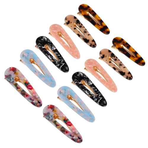 TOGEVAL 12 Stück Teiliges Acryl Haarspangen mit Marmor und Leopardenmuster Geometrische Haarklammern in Pastellfarben Rutschfest und Leicht Haaraccessoires für Damen und Festliche Anlässe von TOGEVAL