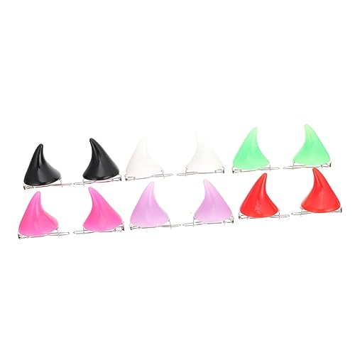TOGEVAL 12 Stücke Devil Horn Halloween Haarspangen Dekoration Zubehör (sortierte Farbe) von TOGEVAL