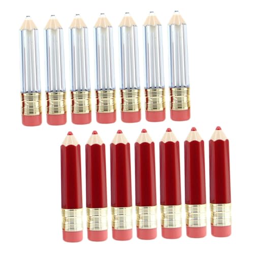 TOGEVAL 14 Stück Leere Lipgloss Rohre Im Bleistift Design Nachfüllbare Lip Balm Transparente Und Rote Fläschchen Für Selbstgemacht Für Bastelprojekte Und von TOGEVAL