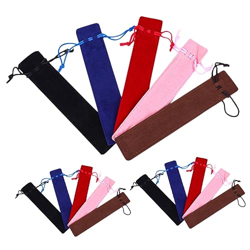 TOGEVAL Stifttasche 15 Stück Kordelzug Stiftaufbewahrungstaschen Kratzfest Tragbar Dicke Stiftbeutel Für Schule Büro von TOGEVAL