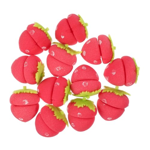 TOGEVAL 18 Stück Teiliges Haar Schaumstoffwickler für Damen Weiche Schonende Erdbeerform Haarwickler zum Übernachten Hitzefreies Lockenstyling Leichte Tragbare Lockenwickler für Sanfte von TOGEVAL