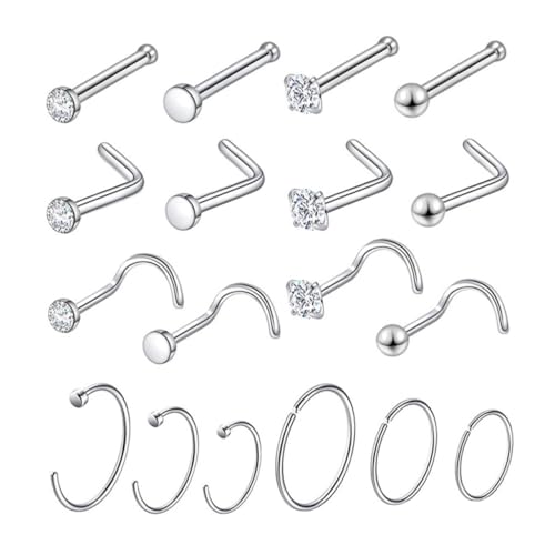 TOGEVAL 18 Stück Teiliges Nasenring aus und Korrosionsbeständig S und Form Clips Modischer Schmuck für Damen und Herren Langlebig und Hautfreundlich für Alltag und Partys von TOGEVAL