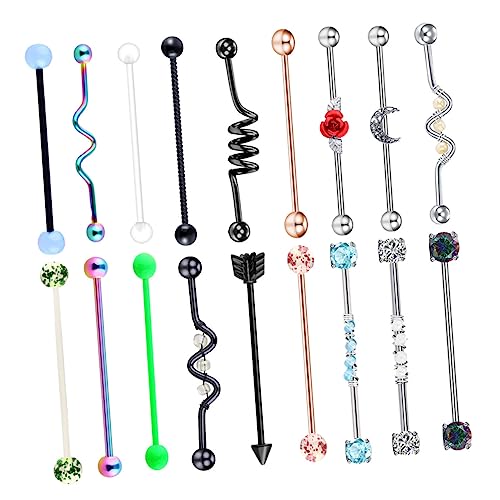 TOGEVAL 18 Stück Teiliges Set Doppel Piercing Ohrstecker Rostfreiem Langlebig und Hautfreundlich Modisches Barbell Design Komfortabel und Vielseitig für Damen und Partys von TOGEVAL
