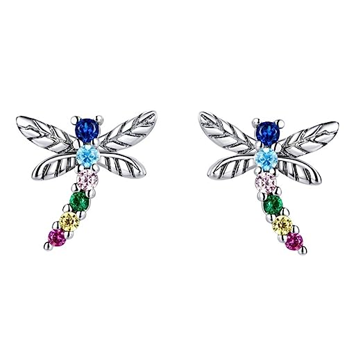 TOGEVAL Ohrringe für Mädchen S925 Silber Ohrschmuck mit Bunten Zirkonia Erfrischende Ohrstecker für Partys Valentinstag Geburtstage Jubiläen von TOGEVAL