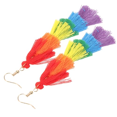 TOGEVAL 1Paar Regenbogen Tropfenohrringe für Damen Quasten Ohrringe Modischer Schmuck für Karneval Partys Statement Ohrringe mit Einzigartigem Design von TOGEVAL