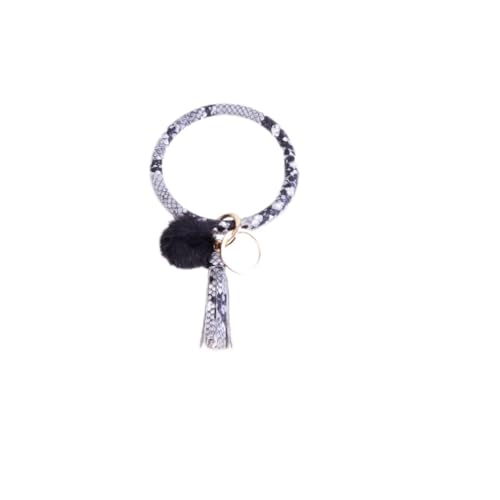 TOGEVAL Lederschlüssel Plüsch Quaste Muster Schlüsselanhänger Für Tasche Schlüsselanhänger Armband Für von TOGEVAL