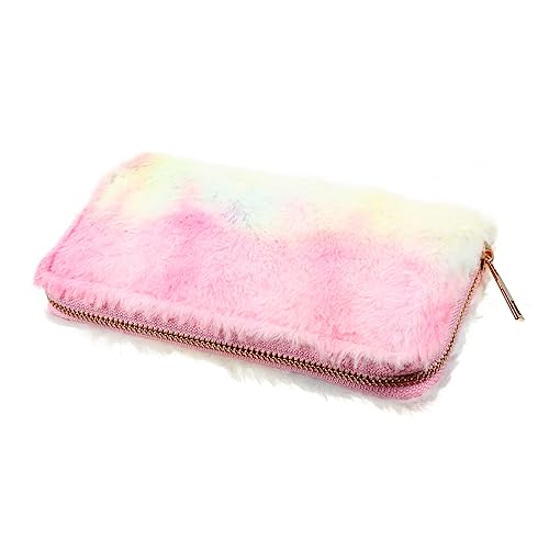 TOGEVAL 1Stk Brieftasche aus Plüsch mit Farbverlauf Damen Clutch geldbörse Reißverschluss-Geldbörse Tasche für Frauen Damen damenbörse Frauen Mode- Polyester von TOGEVAL