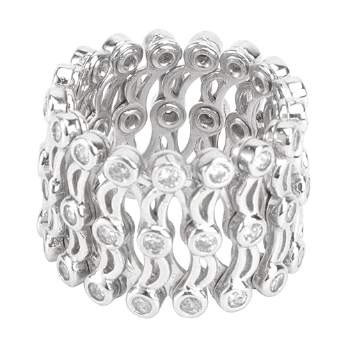 TOGEVAL Umwandelbarer Armbandring Silber Fingerring Für Frauen Mit Strass Design Verstellbarer Ring Als Armband Elastisch Und Stylisch Für Jeden Anlass von TOGEVAL