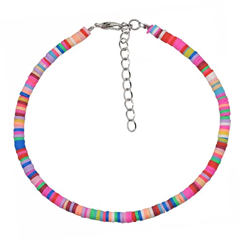 TOGEVAL Boho Fußkettchen Frauen Bunte Polymer Ton Ankänen Elastisches Knöchelschmuck Für Strand Und Alltag Freundschaftsarmband Für Sommermode von TOGEVAL