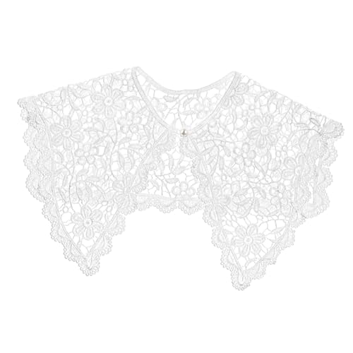 TOGEVAL Weißer Schal Mit Spitze Fake Collar Blumenmuster Für Weste Tank Kleid Hemd Aus Baumwolle Atmungsaktiv von TOGEVAL