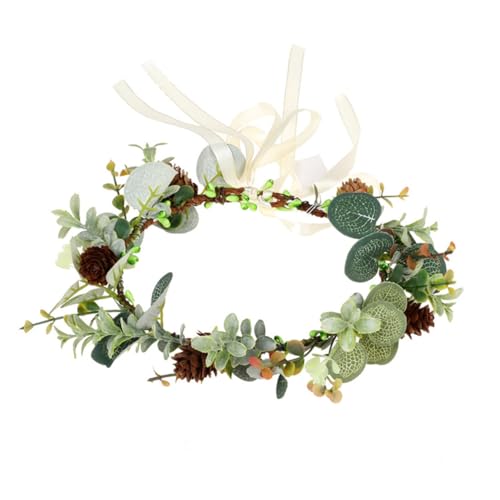 TOGEVAL Blumenkranz Brautstirnband Partygirlande Blumenhaarreif Künstlicher Kopfschmuck Für Hochzeit Cosplay Party Dekoration Haaraccessoire von TOGEVAL
