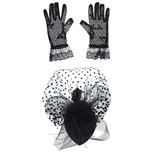 TOGEVAL 1satz Vintage Party Netzgarn Handschuh Und Hut Elegante Cheongsam Kleid Zubehör Für Hochzeiten Teepartys Und Festivals Mit Ansprechendem Design Und Leichtem Material von TOGEVAL