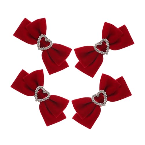 TOGEVAL 2 Paare Große Haarschleifen Clips Rote Schleifen Haarspangen für Mädchen Kleinkinder Stabile Wiederverwendbare Haarschmuck für Geburtstag Hochzeit Festliche Anlässe von TOGEVAL