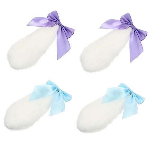 TOGEVAL 2paare Plüsch Kaninchenohren Haarklammern Mit Schleife Süße Haarspangen Für Mädchen Für Partys Und Festliche Anlässe von TOGEVAL