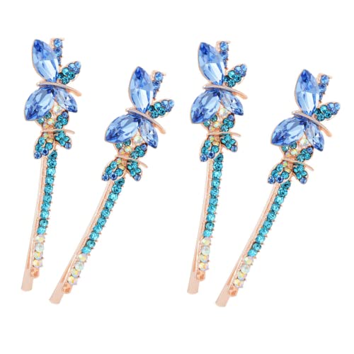 TOGEVAL 2 Paare Strass Schmetterling Haarklammern für Damen Funkelnde Haarspangen mit Wasserstein design Modische Haarschmuck accessoires für Besondere Anlässe und Alltag von TOGEVAL