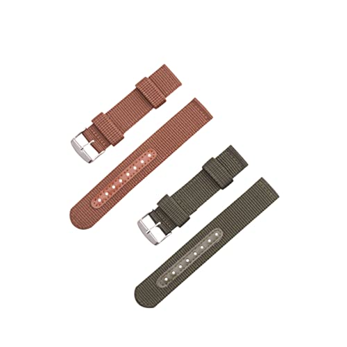 TOGEVAL 2 STÜCK Atmungsaktives Nylon Uhrenarmband Langlebiges Ersatzband für Smartwatch Sportliches Leichtes Armband in Grün und Braun Kompatibel für Herren und Damen Einfach zu Wechseln von TOGEVAL