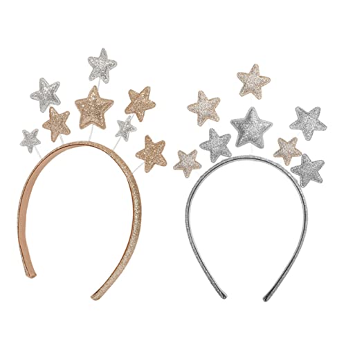 TOGEVAL 2 STÜCK Niedliche Haarreifen mit Fünfzackigen Sternen Glitzernde Stirnbänder in Gold und Silber Festlicher Haarschmuck für Mädchen Weihnachten Party und Geburtstagsfeier von TOGEVAL