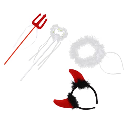 TOGEVAL 2 Sätze Kinderkostüm Set Teufel Haarreif mit Federschwingen Teiliges Fasching Zubehör für Party Karneval und Cosplay Langlebige Materialien Geeignet für Erwachsene von TOGEVAL