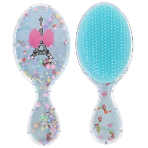 TOGEVAL 2 Stck Haarbürste Transparente Ovale Cartoon Bürste mit Kopf Massagefunktion Entwirrt Nasses Haar Tragbar für Mädchen für Reise und Alltag von TOGEVAL