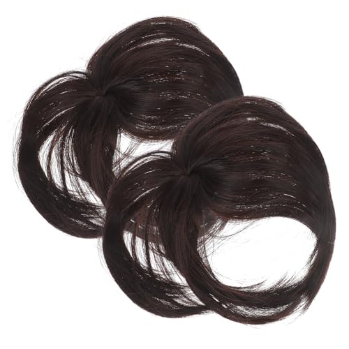 TOGEVAL 2 Stck Teiliges Gerades Haarteil für Frauen Unsichtbares Haarteil mit Clip Echthaar Weiches Komfortables Topper für Dünner Werdendes Haar und Graue Haare Dunkelbraun von TOGEVAL