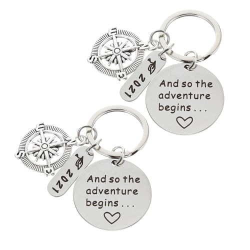 TOGEVAL 2 Stück 2021 Abschluss Schlüsselanhänger Neuartige Rucksackanhänger Auto Schlüssel Halter Handgefertigte Schlüsselanhänger Freundschaft Schlüsselanhänger Rostfreier Stahl von TOGEVAL