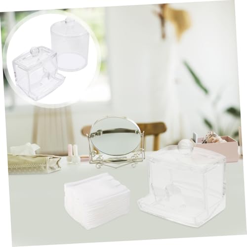 TOGEVAL 2 Stück Acryl Aufbewahrungsbox Transparent für Kosmetik Wattepads und Wattestäbchen Robuste Makeup Organizer Box Kompakt Leicht für Bad und Schminktisch von TOGEVAL