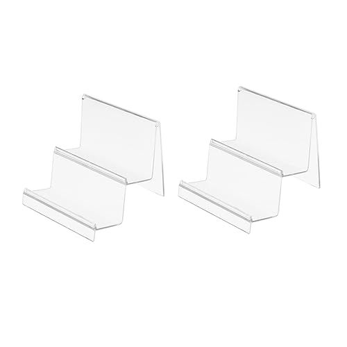 TOGEVAL 2 Stück Acryl Wallet Holder Stands mit Doppeltem Fach Transparenter Stabiler Aufbewahrungsregal für Schmuck Brillen Praktische Desktop Organizer für Kleine Flächen von TOGEVAL