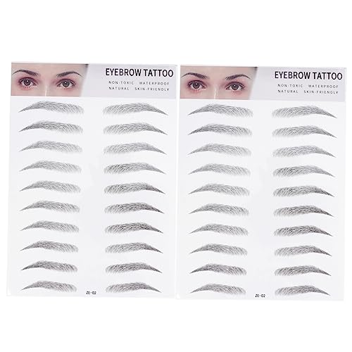 TOGEVAL 2 Stücke Künstliche Augenbrauen Imitation Augenbrauen Transfer Aufkleber für Männer und Frauen Selbstklebend Einfach zu Benutzen Makeup Tool von TOGEVAL