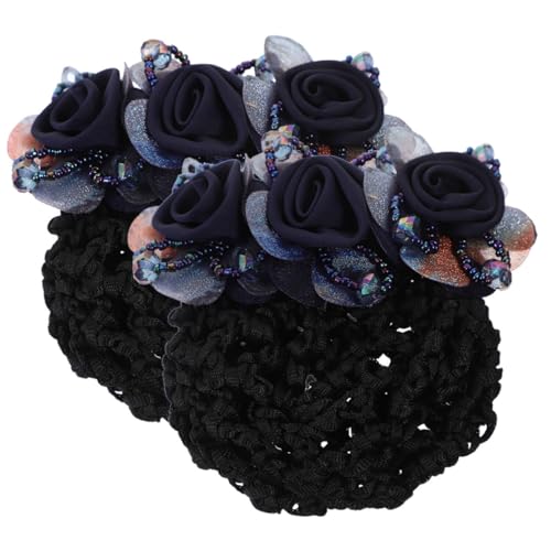 TOGEVAL 2 Stück Blumen Haarnetz Clips Eleganter Haarschmuck mit Netzstruktur Robuste Stoff kombination Minimalistisches Haarnetz für Damen Vielseitig für Büro und Festliche Anlässe von TOGEVAL