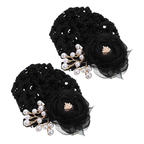 TOGEVAL 2 Stück Blumen haarnetz Haarklammern Stoffblumen Haarnetze für Dutt Damen Elegant Perlenbesetzt Modischer Haarschmuck für Alltag und Festliche Anlässe von TOGEVAL