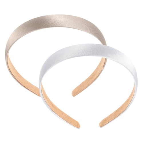 TOGEVAL 2 Stück Breites Haarband aus Hochwertigem Stoff Reißfest und Schadstofffrei Einfarbig in Gold und Weiß Vielseitiges Stirnband für Damen Passend für Sport Yoga Party und Alltag von TOGEVAL