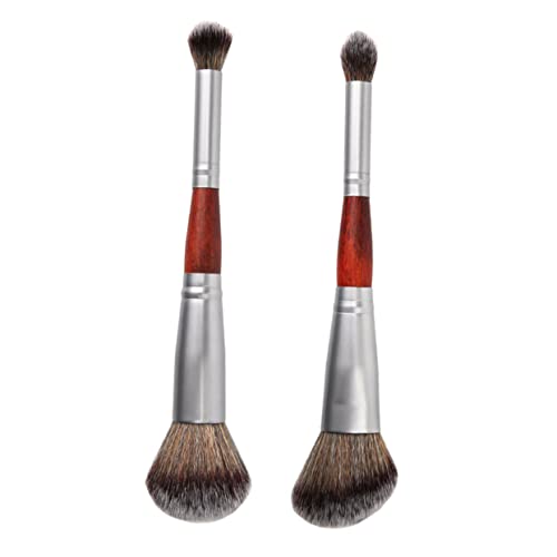 TOGEVAL 2 Stück Doppelkopf Makeup Pinsel Teilig Weiche Lidschatten und Rougepinsel Kompakt und Leicht Präzise Blending Tools für Natürliche Gesichtskonturen für Profi und Anfänger von TOGEVAL