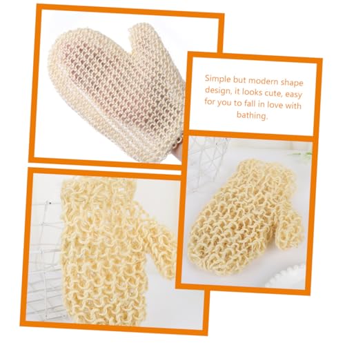 TOGEVAL 2 Stück Doppelseitige Peelinghandschuhe aus Natürlichem Sisal Hautklärende Badeschrubb handschuhe mit Ergonomischem Design Porentief Säubernd Sanftes Peeling für Männer und Frauen von TOGEVAL