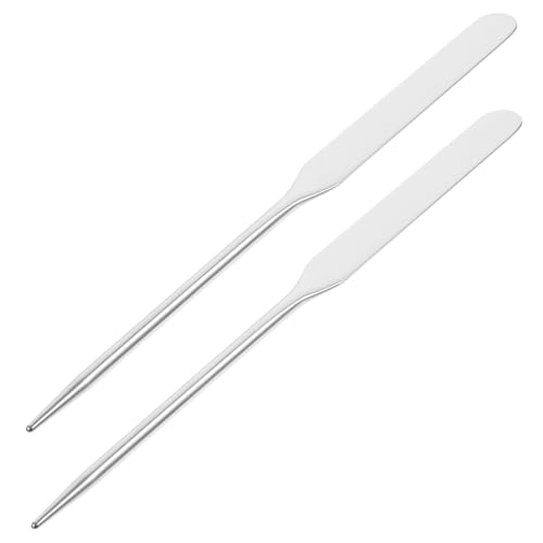 TOGEVAL 2 Stück Edelstahl Kosmetikspatel Make Up Mischstab Langlebig Hygienisch Flach für Foundation Lidschatten Nagellack Nail Art von TOGEVAL