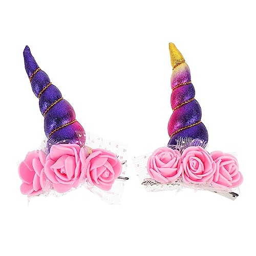 TOGEVAL 2 Stück Einhorn Haarclips Niedliche Cartoon Haarspangen für Mädchen Haaraccessoires für Geburtstagsfeiern Weihnachten und Halloween Rutschfest und DIY Freundlich von TOGEVAL