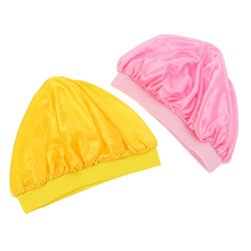 TOGEVAL 2 Stück Elastische Schlafhaube Weiche Duschhaube für Mädchen Breiter Haarschonend Elastisch Multifunktional als Badekappe und Haarschutz Langlebiges Material Komfortabel Beim von TOGEVAL