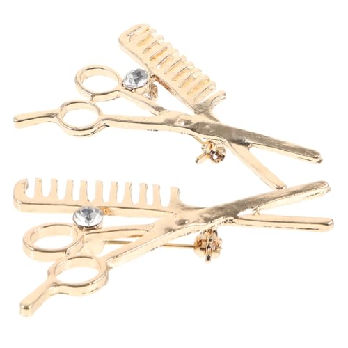 TOGEVAL 2 Stück Friseur Brosche mit Scheren und Kamm Design Modischer Schmuck für Hairstylisten und Friseure Langlebig und als für Modebegeisterte und Friseure von TOGEVAL