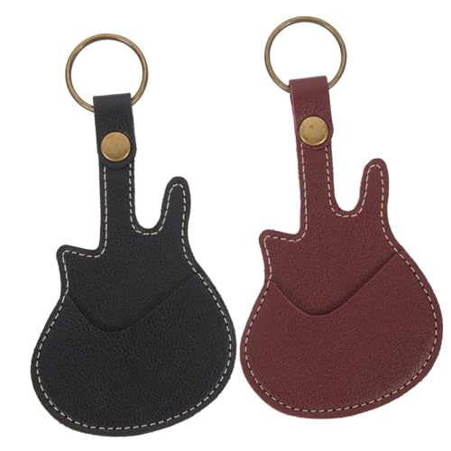 TOGEVAL 2 Stück Gitarren Pick Aufbewahrungstasche Tragbare Plektrum Organizer für Gitarre Ukulele und Musikinstrumente Stilvolles Design Schwarz und Weinrot von TOGEVAL