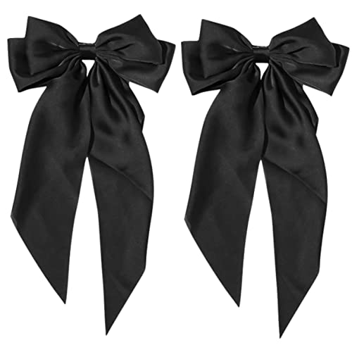 TOGEVAL 2 Stück Große Haarschleifen mit Langen Bändern Haarspangen für Damen und Mädchen Leichte Haarklammern Eleganter Haarschmuck für Haartypen und Anlässe von TOGEVAL