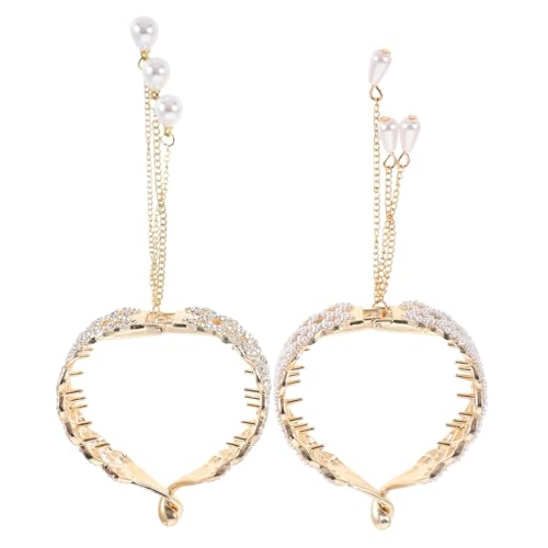 TOGEVAL 2 Stück Große Haarspangen mit Strass und Perlen Ergonomischer Ponytail Halter Rückenschonend Haarklammern für Damen Vielseitige Haar Accessoires für Alltag und Festliche Anlässe von TOGEVAL